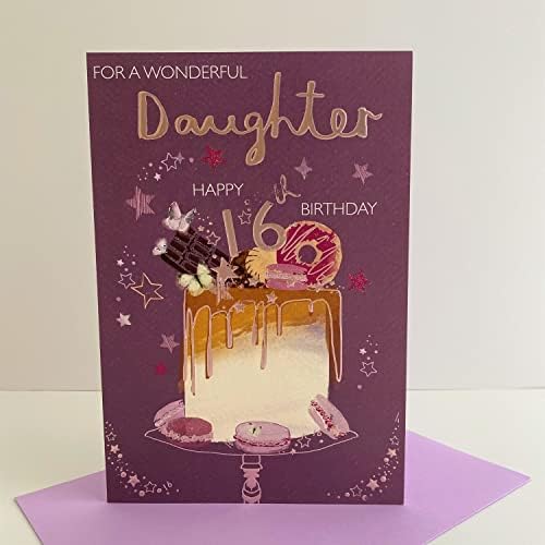 ICG Wonderful Daughter Happy 16th Age 16 Birthday Card - Birthday Cake Stars