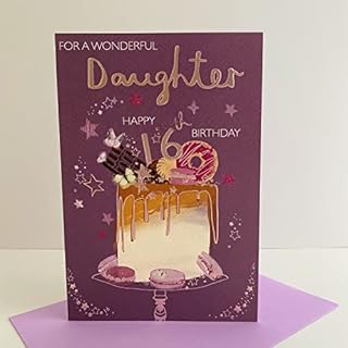 ICG Wonderful Daughter Happy 16th Age 16 Birthday Card - Birthday Cake Stars