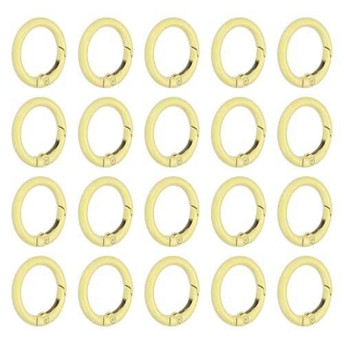 PATIKIL 1 in Spring O Ring, 50pcs O Ring Clip Keyring Clip, Light Yellow | Purse Trigger Buckle Circle Metal Binder Snap Round for Handbags Straps Purse Shoulder Bag Hook Keychain