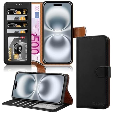 iCatchy iPhone 16 Leather Wallet Case Cover