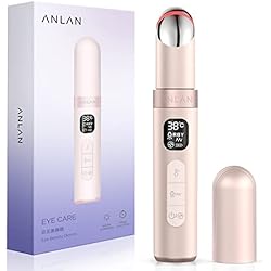 ANLAN Masajeador de Ojos Eléctrico, EMS Dispositivo de Ojos Antiarrugas y Antiedad, 3 Modos de LED Terapia, 38-45 ? Compresa Caliente, Mejora Ojeras, Bolsas, Hinchazón, Arrugas, Contorno de Ojos