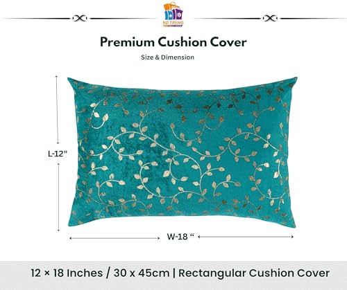 Image of RD TREND Velvet Rectangular 12x18 Inches Cushion Covers Set of 2 | Throw Pillow Covers for Sofa, Bed & Living Room | Perfect for Home Decor Sea Green