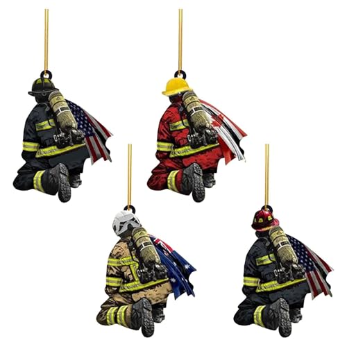 Feuerwehrmann Weihnachten Deko, 4 STK Feuerwehrmann Weihnachtsschmuck...