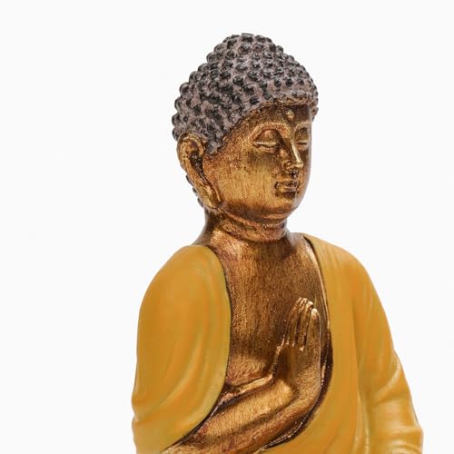 Image of PURE HOME + LIVING Yellow Antique Gold Polyresin Sitting Buddha - Small Idol Statue Showpiece for Home & Office Decoration, Statue for Living Spaces Yoga Studios, Gift for Housewarmings (Pack of 1)