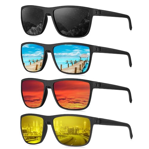 Polarized Sunglasses for Men, Sunglasses Mens Polarized for Driving, Fishing, Golf, 4PACKS