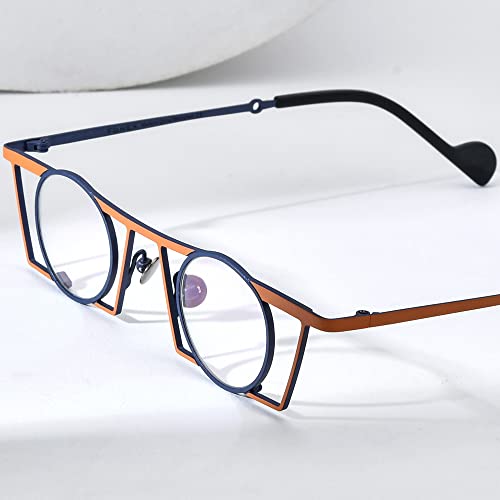 Image of FONEX Pure Titanium Glasses Frame Men Square Frame Round Lens Eyeglasses Women Eyewear F85750
