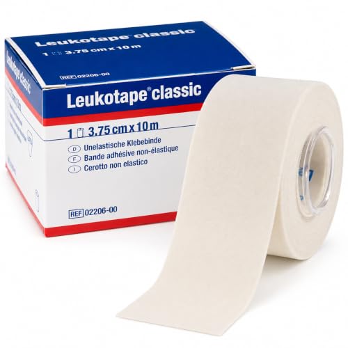 Leukotape Classic Sporttape 3,75 cm x 10 m weiß 1 Rolle | rigides Zinkoxid-Pflastertape Profi-Standard | Knöchel Knie Sehnen Volleyball Basketball Boxen | BSN Medical