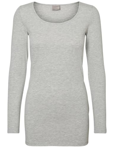 VERO MODA Damen Vmmaxi My Soft Long U-neck Noos' Langarmshirt, Grau (Light...