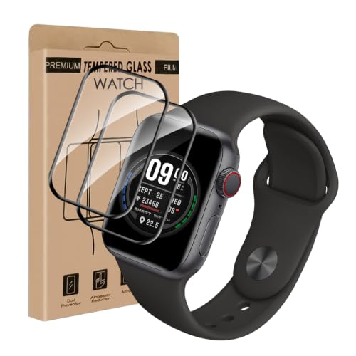 Carantee 2 Stück Schutzfolie für Apple Watch Series 7/8/9 41mm, Hohe Klar Anti-Kratzer No-Bubble Anti-Öl iWatch 41mm Schutzglas,Präziser Ausschnitt Apple Watch 9 41mm Displayschutzfolie