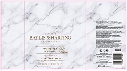 Baylis & Harding Elements Biała i nerolowa herbata, 500 ml płyn do mycia rąk, (zestaw 3 sztuk) - Odpowiednie dla wegan