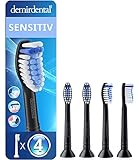 4er demirdental Sensitive Aufsätze passend für Philips Sonicare Ersatzbürsten ProResults, Weiche Bürstenköpfe für sensible Zähne, Schwarz, HX6054b