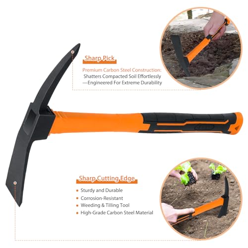 NAUKII 2pcs Garden Hoe Comfortable Handle Hoes for Garden Work Carbon Steel Outdoor Tools（Orange） by NAUKII - Used condition - Image 4
