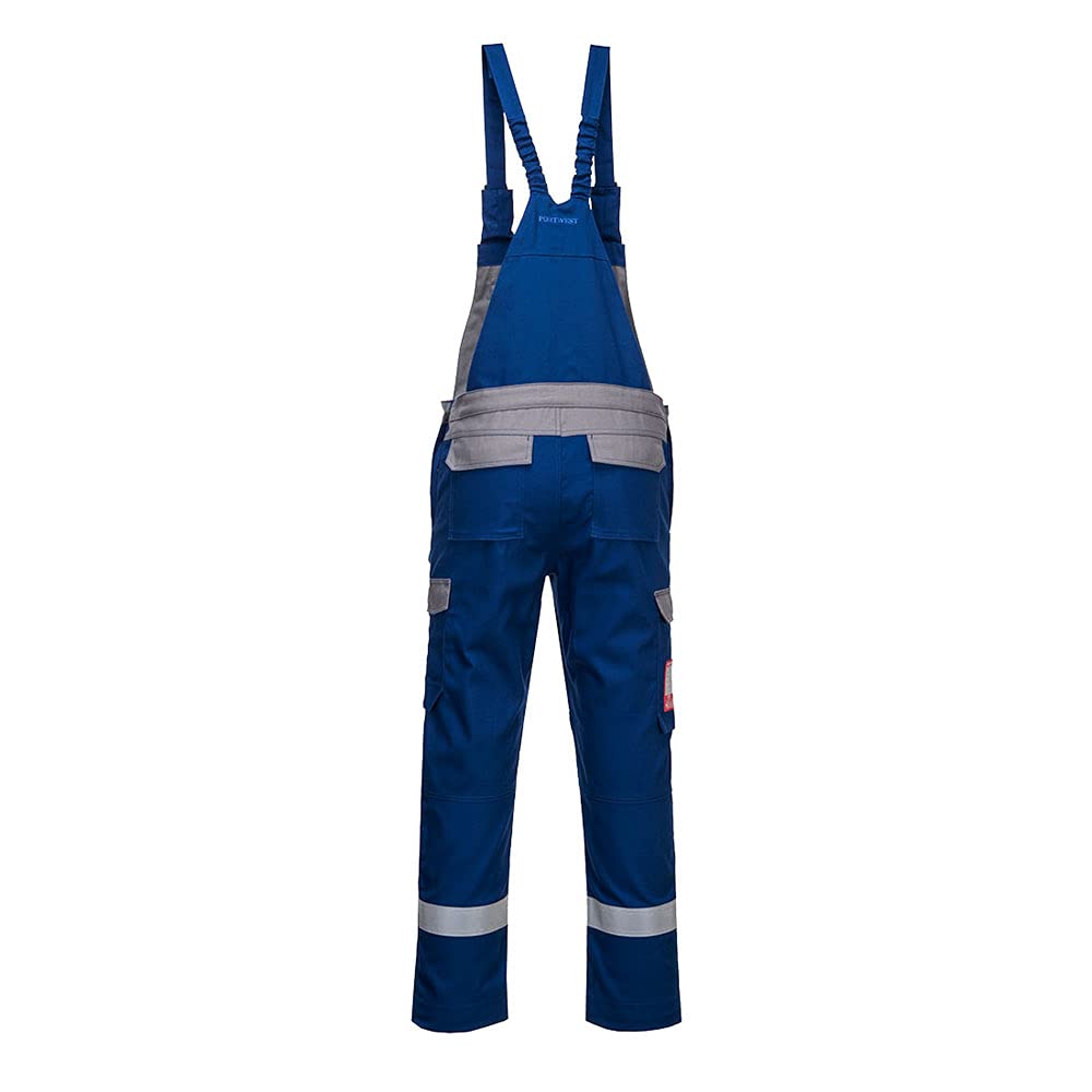 Portwest - Bizflame Ultra Dos Tonos Resistente al Llama Babero y Brace Dungarees - Royal/Grey - L