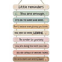 Romart Little Reminders Wall Decor Boho Wooden Inspirational Wall Art for Kids Teens Psychology Positive Affirmations Hanging Wall Signs for Home Office Classroom Mental Health Awareness Decorations