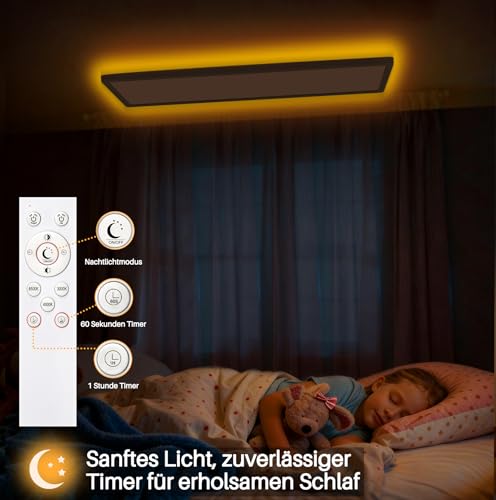 SNADER Deckenlampe LED 58CM - 24W LED Deckenleuchte Dimmbar & Nachtlicht - Deckenleuchte Flach mit Fernbedienung - LED Panel Lampe Ultraflache Design für Wohnzimmer Schlafzimmer Küche
