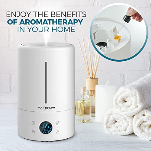 Pursteam Humidifiers For Large Room & Bedroom, 5L Cool Mist Ultrasonic Whisper-Quiet Oil Diffuser For Baby Nursery And Plants, Humidifying Unit For Whole House, Auto Shut-Off, Up To 20H Of Operating #TOP3