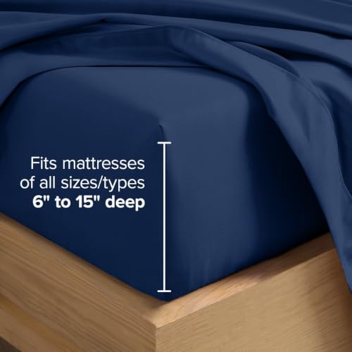 Bare Home Sheet Set 1800 Ultra-Soft with 4 Pillowcases (Full, Dark Blue) by Bare Home - Used condition - Image 5