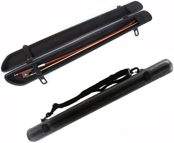 Hard Shell Bow Case for 2pcs Violin/Viola/Cello Bows with Adjustable Shoulder Strap and Handle, Strong Lightweight Protection, Black