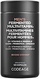 Men’s Daily Multivitamin, 25+ Vitamins & Minerals, Fermented, Organic Whole Foods, Probiotics Supplement - Vitamin A, Vitamin B, Vitamins C, D, E & K, Omega 3, Zinc - Vegan - 120 Capsules