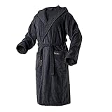 Mount Swiss Damen Herren Bademantel ONEX mit Kapuze I Morgenmantel flauschig I Nachtwäsche aus edler Baumwolle Farbe: anthrazit, Grösse: XXL