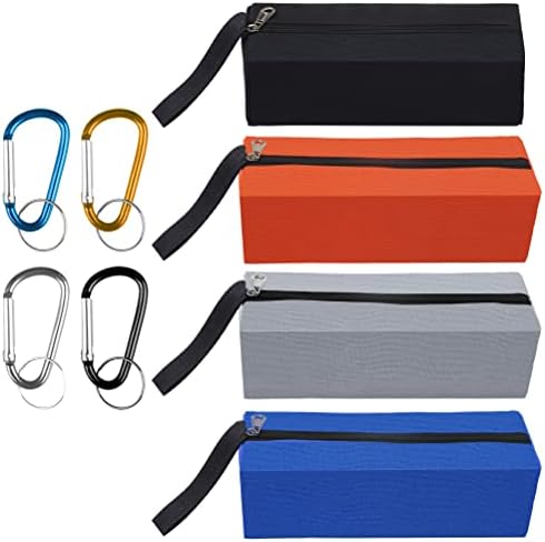 Zippered Small Tool Pouch Bags Set of 4, Waterproof Tool Bags Heavy Duty Tool Organiser Storage Pouch Bags Box with Carabiner Multi Purpose Storage Pouch for House Storage Outdoor Cycling(Multicolor)