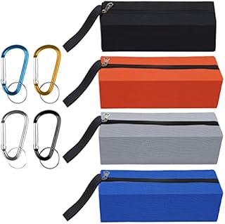 Zippered Small Tool Pouch Bags Set of 4, Waterproof Tool Bags Heavy Duty Tool Organiser Storage Pouch Bags Box with Carabiner Multi Purpose Storage Pouch for House Storage Outdoor Cycling(Multicolor)