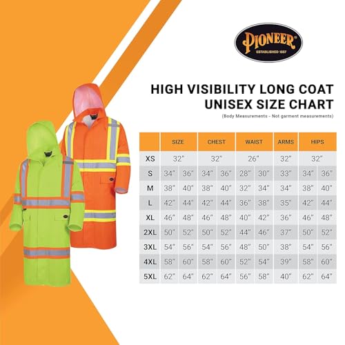 Pioneer Heavy-Duty Waterproof High Visibility Long Coat, Liberal Fit with Full Back Vent, Orange, M, V1081450-M by Pioneer - Image 6