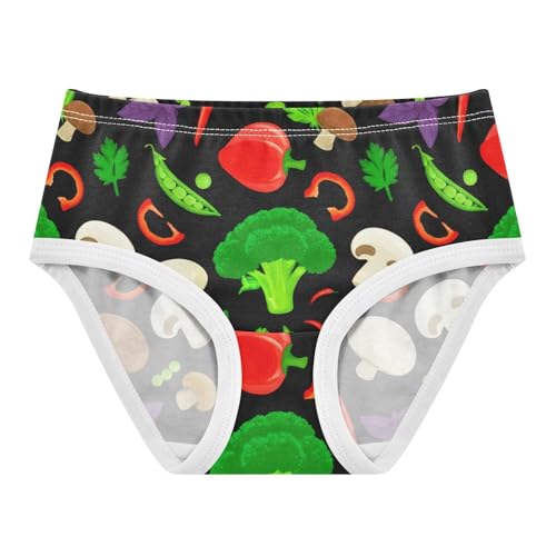 Colorful Vegetables Broccoli Black Little Girl Panties Girls Underwear Toddlers Cotton Bright Briefs Kids Undies 2t