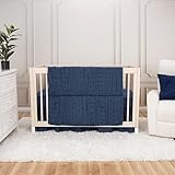 Trend Lab Simply Navy 3 Piece Crib Bedding Set, Sewn with Elegant Ruching, Includes Quilt, Fitted Crib Sheet and Skirt