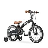 Deryan Vélo de Luxe pour Enfant 14' | 3en1 | Vélo avec Selle réglable et Guidon | Vélo Enfant pour garçons et Filles | vélo d'équilibre | Noir