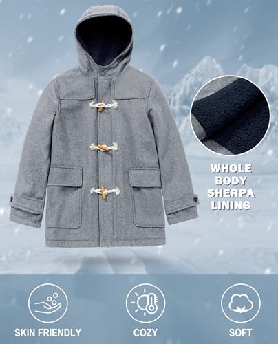 maoo garden Boys Winter Wool Coat Dress Peacoat Kids Heavy Sherpa Jacket Hooded Warm Thicken Windproof Overcoats4
