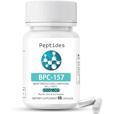 Peptides BPC-157 Peptide Capsules – 60 Count, BPC 157 Capsules 500 mcg Body Protection Compound 157 Peptide Capsules for Muscle & Workout Recovery, Non-GMO, Gluten Free Cover
