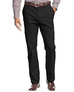 Image of Haggar Men's Performance Cotton Slack Straight Fit Plain Front Pant,Black,36x32