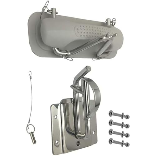 Boat Snap Davits,Quick Davits Handle, Stainless Steel Dinghy Locking & Lifting System for Inflatable Boat Docking on Yacht Swim Platform - 255X90mm