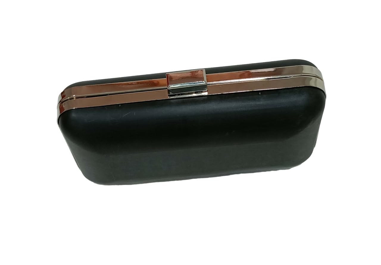 Tia Fiber Clutch/Purse Box Skeleton with Golden Polished Metal Outer Frame-image-42