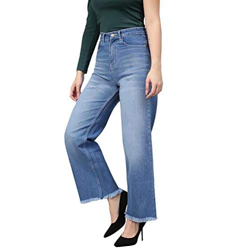 Image of KOTTY Women's High Rise Cotton Lycra Blend Ankle Length Relaxed Fit Jeans