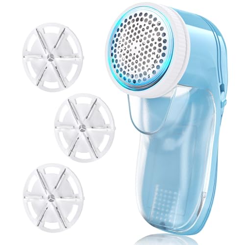 Fabric Shaver, Electric Lint Remover with 3 Replacement 6-Leaf Blades, USB Rechargeable Sweater Shaver, Lint Shaver, Cordless Clothes Shaver Pilling Remover, Fabric Defuzzer for Clothing, Furniture