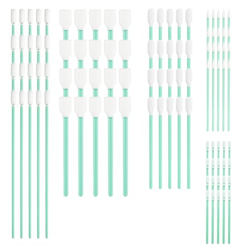 Lot de 100 Bâtonnets de Nettoyage en Mousse,Tiges de Nettoyage en Mousse Bâton Éponge 5 Types de D'écouvillon en Mousse pour appareils électroniques,optiques, objectifs,Appareil Photo
