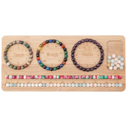 HSZCTUY Bead Board for Jewelry Making, Bamboo Beading Board for Bracelet Making, Beads Maker, Bracelet Making Kit, Bead Tray, Bracelet Sizer, Jewelry Making Supplies