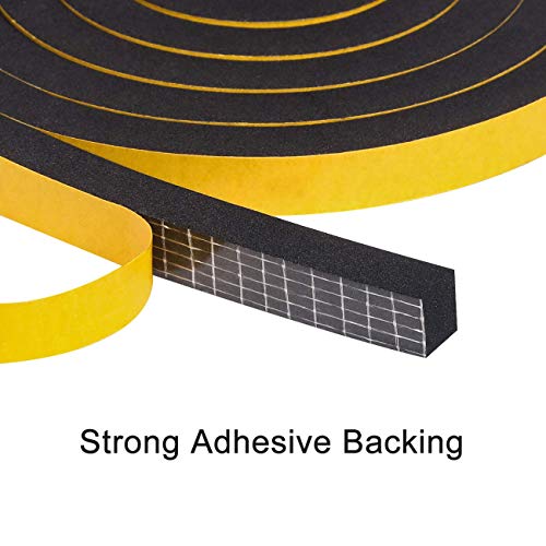 fowong Door Weatherstripping 2 Rolls, 1/2 Inch Wide X 1/2 Inch Thick, Thin Foam Tape with Adhesive High Density Window Seal Strip Soundproofing, 2 Rolls X 6.5 Ft, Total 13 Feet Length