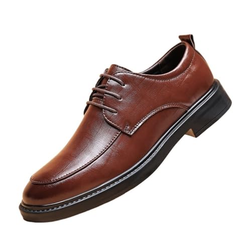 Leather Shoes Summer Breathable Business British Style Casual Soft Sole Black Men's Shoes Oxfords(Black,6.5)2