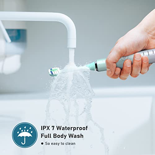 Yunchi Electric Toothbrush For Adults & Kids, Y7 Rechargeable Sonic Electric Toothbrushes, 8 Dupont Brush Heads, 5 Modes Fast Charge For 30 Days, 40,000 Vpm Motor & 2 Mins Timer Tooth Brush, Green #TOP6