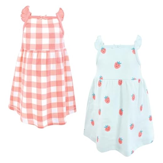 Hudson Baby Vestidos de algodão para bebês e meninas, Gingham Berry, 9-12 Meses