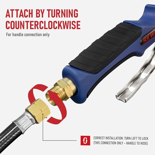 RX WELD Adjustable Propane Weed Torch - High Output 1,800,000 BTU with 10FT Hose, Flame Control and Turbo Trigger Push Button Igniter for Garden Wood Ice Snow Road (BLUE-Curved Spout)