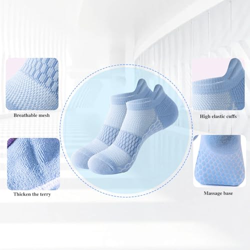 Image of Ankle Running Socks For Women, Athletic Wicking Thick Cushioned Low Cut With Tab Casual Sports Socks