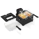 LIFEZEAL Freidora Eléctrica, Cesta Extraíble y Piezas Lavables en Lavavajillas (5 L)