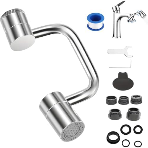 1080° Rotatable Faucet Extender U Shaped Faucet Aerator 2 Modes Adjustable for Kitchen Sink and Bathroom Sink (Grey, Size-1)