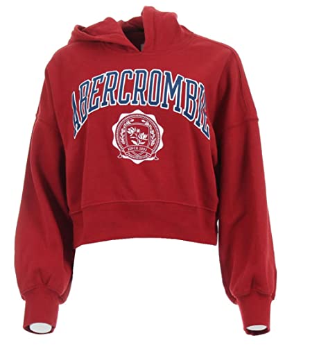 Abercrombie & Fitch Damska bluza z kapturem Crop, czerwony, S