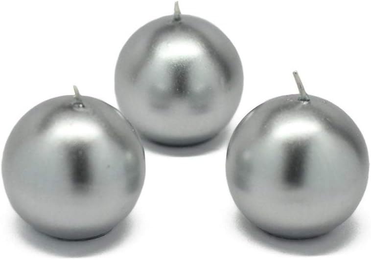 Jeco 2" Metallic Silver Ball Candles (96pcs/Case) Bulk