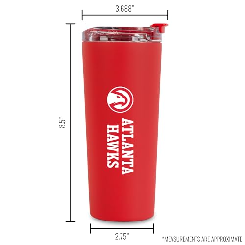 Image of Rico Industries NBA Basketball Atlanta Hawks Red 24oz Stainless Steel Tumbler with Lid and Dual Functioning Lid